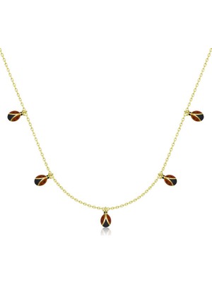 Elwes 925 Ayar Gümüş Uğur Böceği Şans Kadın Gümüş Kolye