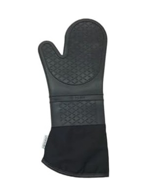 Mabeyn Gri Silikon Yanmaz Yapışmaz Isı Yalıtımlı Mutfak Fırın Eldiveni, Döküm Tencere Sahan Tutacağı, 35 cm