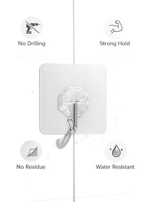 Mabeyn Şeffaf Yapışkan Duvar Askısı 10 Adet Güçlü Tutunma Iz Bırakmayan Banyo Mutfak Dolap Havlu Askısı Delme Gerektirmeyen Pratik Kanca Seti