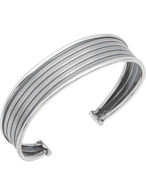 Elwes 925 Ayar Gümüş Eskitme Desenli Kadın Bilezik