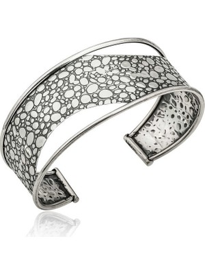 Elwes 925 Ayar Gümüş Eskitme Desenli Bilezik