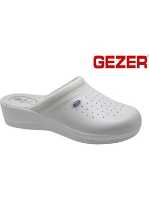 Gezer 4768 Beyaz 4 Nokta Hastane/iş Sabo Terlik Erkek Suni Deri Günlük Kullanım İçin Rahat