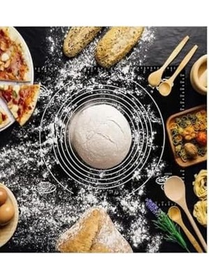 Mabeyn 2'li Set Siyah 45X65 cm Silikon Hamur Açma Matı ve Pratik Ahşap Saplı Silindir Açıcı