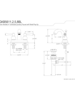 Mabeyn GKB5611BL 10,3 cm Perakende Açılan Lavatuvar Musluğu, Cilalı Krom, 8,5 cm Musluk Erişimi