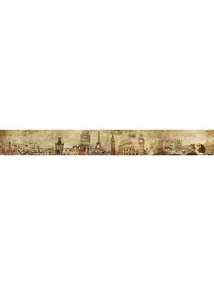 Mabeyn Mutfak Tezgah Arası Folyo Kaplama Folyosu Mimari Kolaj 60X100 cm