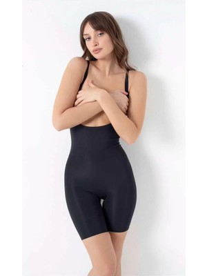 Modenya Mikro Kumaş Göğüs Altı Silikon Bantlı Açık Paça Badi Korse