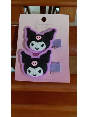Famemus Accessory Üzeri Silikon Kuromi Fiğürlü Çocuk Pens Toka Bir Çift