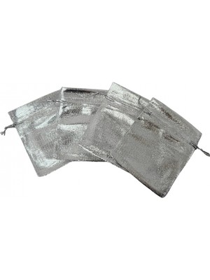 Özer Kutu Lame 50 Adet 7x9 cm Boy Takı, Altın ve Hediye Kesesi (Gümüş)