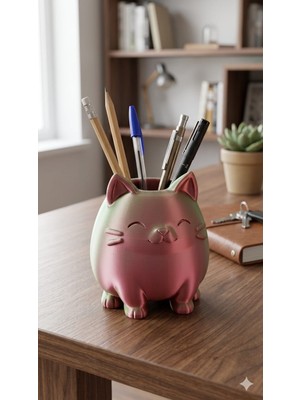 My Craft 3D MYCRAFT3D Dekoratif Kedi Masaüstü Kalemlik Pembe