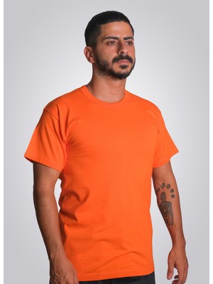 Okapi Bisiklet Yaka Kısa Kol Penye T-Shirt Turuncu