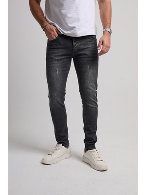Enerjin Erkek Slimfit Likralı Kot Pantolon Antrasit Tırnaklı