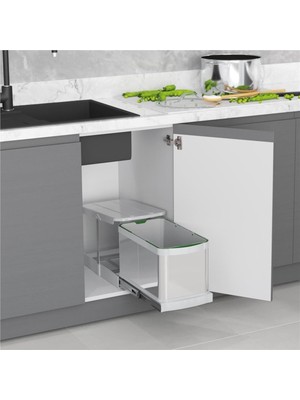 PremiumPort Teleskopik Raylı Paslanmaz Çöp Kovası 16 Lt, Pratik ve Şık Tasarım