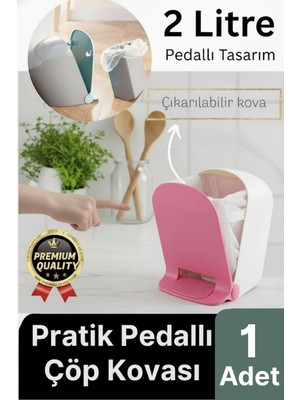 PremiumPort Pratik ve Şık Tezgah Üstü Çocuk Odası, Mutfak ve Banyo Çöp Kutusu 2 Lt