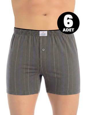 Öts 6'lı Erkek Boxer Çizgili, Düğmeli (%100 Pamuk)
