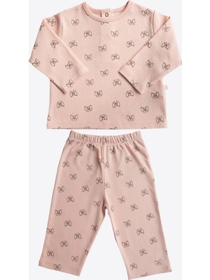 Kitikate Organik Fiyonk 2'li Pijama Takımı Pembe