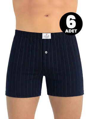 Öts 6'lı Erkek Boxer Çizgili, Düğmeli (%100 Pamuk)