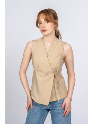 MissVina Carina Kruvaze Kapama Paraşüt Kumaş Yelek