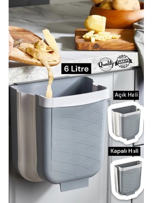 PremiumPort Katlanabilir Akordiyon Çöp Kutusu, Banyo ve Mutfak Için 6 Lt