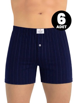 Öts 6'lı Erkek Boxer Çizgili, Düğmeli (%100 Pamuk)