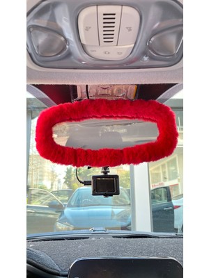 Hayat Store Peluş Dikiz Ayna Kılıfı Süs Kırmızı
