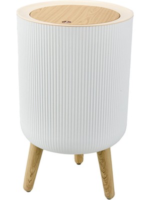 PremiumPort Beyaz Ayaklı Çöp Kovası, 9 Litre, Yuvarlak, Dayanıklı Plastik