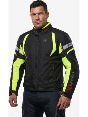 Xspeed Malibu 4 Mevsimlik Korumalı Motosiklet Montu Neon M Beden Su Geçirmez ve Rüzgar Geçirmez