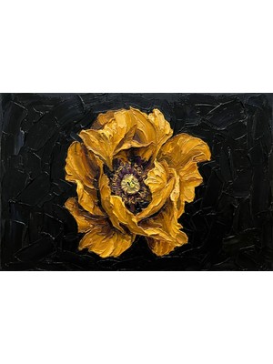 Gilded Obsidian Bloom — 3D Kabartmalı Premium Duvar Sanatı