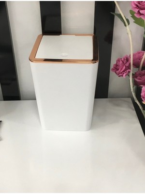 PremiumPort Şık Akrilik Çöp Kovası 6 Litre, Bakır Çerçeve, Modern ve Dayanıklı