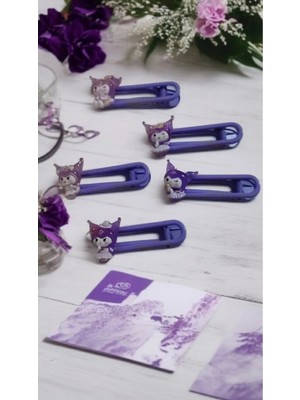 Famemus Accessory Sevimli Kuromi Temalı Mor Toka Seti – 5'li