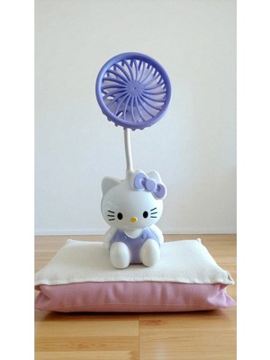 Famemus Accessory Hello Kity Masa Üzeri Fan Usbli Kablosusuz Çalışma 20 cm