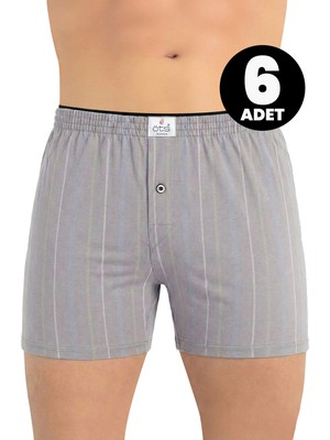 Öts 6'lı Erkek Boxer Çizgili, Düğmeli (%100 Pamuk)