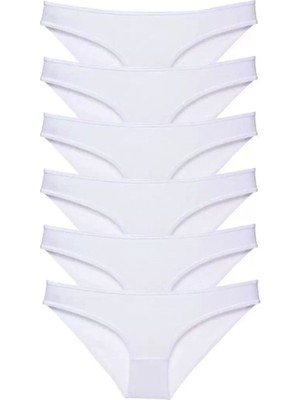 Modenya 6 Adet Süper Eko Set Likralı Kadın Slip Külot Beyaz