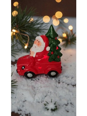 Famemus Accessory Yılbaşına Özel Noel Baba Arabalı Çam Ağaçlı Işıklı Boyut 13CM*10CM