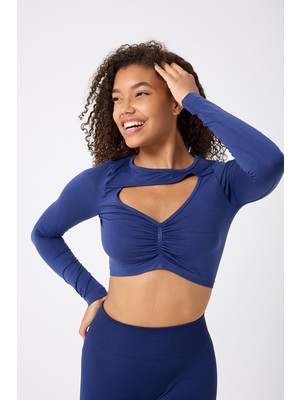 Forever More Kadın Uzun Kollu Göğsü Açık Dikişsiz Crop Top