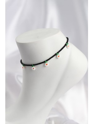 Hayat Store Siyah Renk Boncuklu Papatya Motifli Halhal - Lisinya
