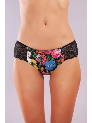 Modenya Garden Boy Short, Kadın Dantelli Çiçek Baskılı Şort Külot