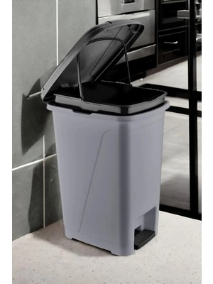 PremiumPort 25 Litre Slim Pedallı Iç Kovalı Çöp Kutusu Gri