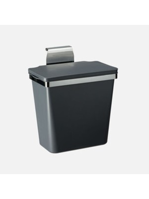 PremiumPort Antrasit Metal Askılı 11L Plastik Çöp Kutusu, Şık ve Pratik Tasarım