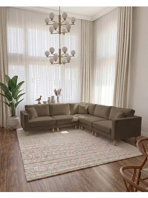 Velura Home & Living Armin Akıllı 5 Modül Köşe Koltuk Takımı & Modern Modüler Yataklı Köşe Takımı - Kadife Kumaş - Kahve
