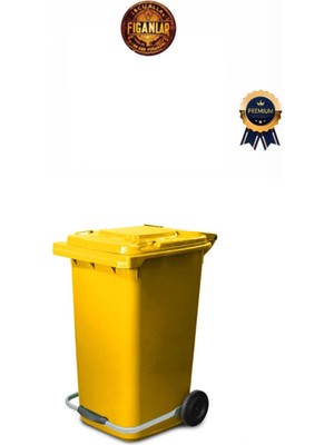 PremiumPort 240 Litre Renkli Tekerlekli Pedallı Plastik Çöp Konteyneri