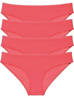 Modenya 4 Adet Süper Eko Set Likralı Kadın Slip Külot Kırmızı