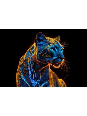 Neon Panther Pulse — 3D Kabartmalı Premium Duvar Sanatı