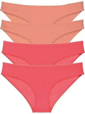 Modenya 4 Adet Eko Set Likralı Kadın Slip Külot Pudra Fuşya