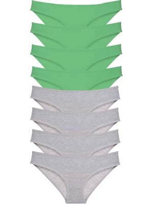 Modenya 8 Adet Süper Eko Set Likralı Kadın Slip Külot Yeşil Gri