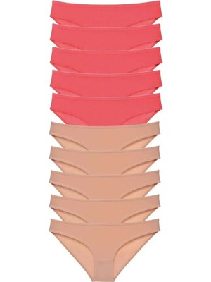 Modenya 10 Adet Süper Eko Set Likralı Kadın Slip Külot Fuşya Ten