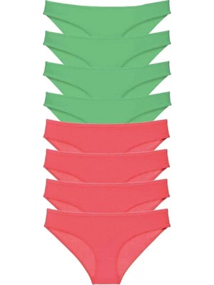 Modenya 8 Adet Eko Set Likralı Kadın Slip Külot Yeşil Fuşya