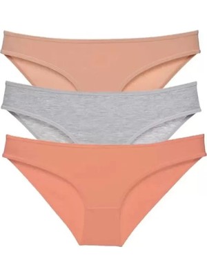 Modenya 3 Adet Eko Set Likralı Kadın Slip Külot Ten Gri Pudra