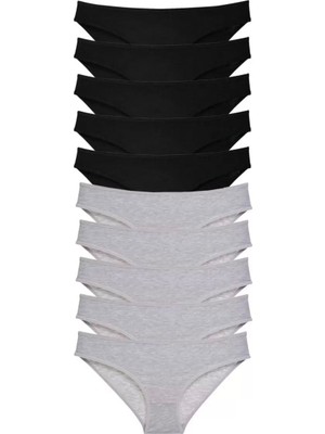 Modenya 10 Adet Süper Eko Set Likralı Kadın Slip Külot Siyah Gri