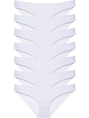 Modenya 7 Adet Süper Eko Set Likralı Kadın Slip Külot Beyaz