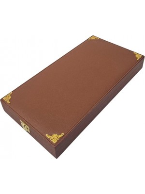 Özer Kutu 5'li Tesbih Stand Şeklinde Tabla ve Kutusu (Ahşap Kasa) Deri 18X35 cm Taba